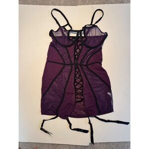 Dreamgirl Purple Lace Bodysuit Lingerie Corset Garter Straps Small S